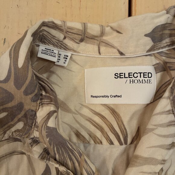 Selected Homme Palm Print Short Sleeve Shirt - Picture 2 of 2